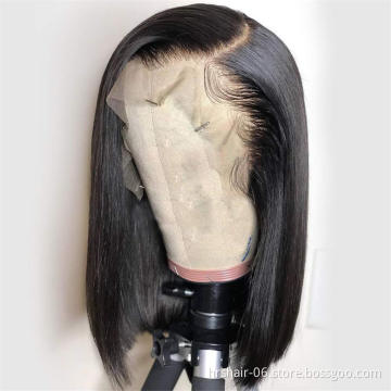 150% 180% 13*1 lace frontal bob wig Wholesale 100% sliky Raw Virgin Cuticle Aligned low price indian Human Hair